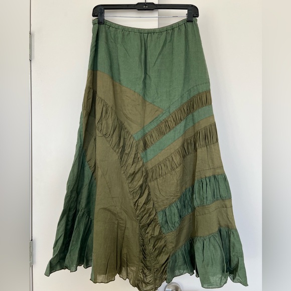 Anthropologie linen and cotton maxi skirt green medium - Picture 3 of 7